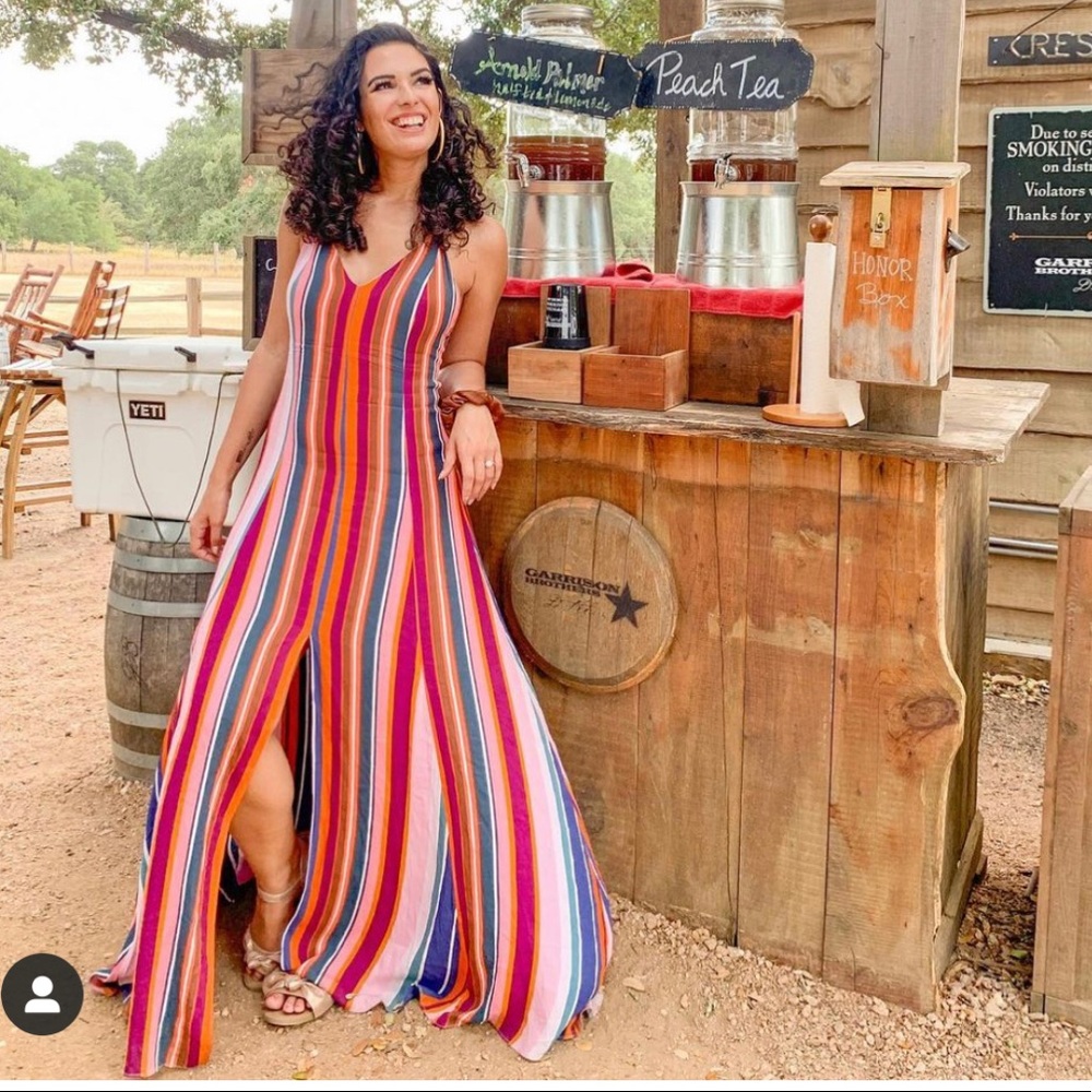 Pink striped maxi dress
